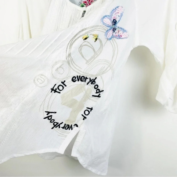Desigual White Boho Embroidered Top Size Small - Picture 4 of 8
